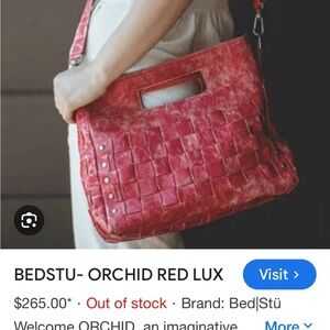 Orchid Red Lux Woven Leather Shoulder Bag